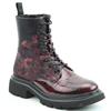 HEAVENLY FEET WOMENS ZIP LACE ANKLE BOOT - BURGUNDY PATENT